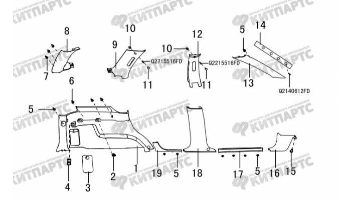 Накладки кузова внутренние Great Wall Hover H3